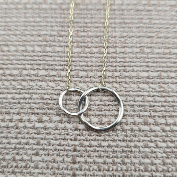 16+2 Inch Gold Over Sterling Silver Interlocking Circles Necklace A6278 - Picture 3 of 6